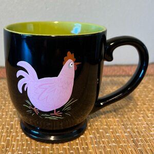 Vandor 1Canoe2 Harriet The Hen Purple Chicken Stoneware Mug Black Lime Green 16o